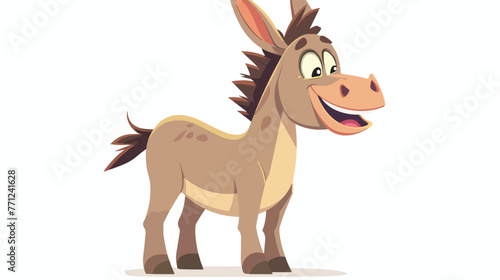 Cartoon donkey happy flat vector isolated on white background