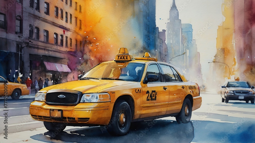 Taxi Oil Painting