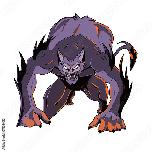 An illustration of a creeping catman with white eyes photo