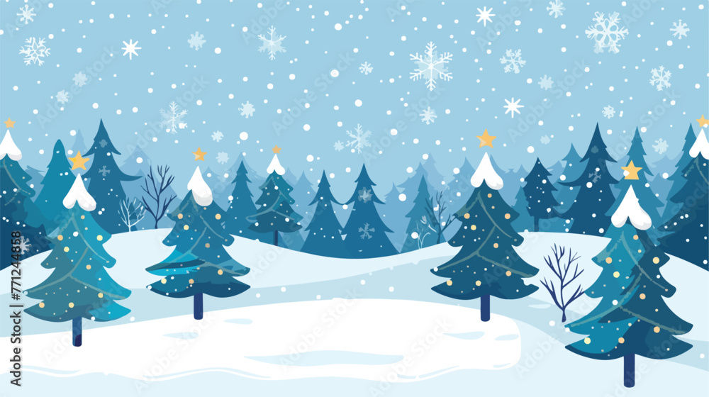 Christmas on snow white with sky background flat vector