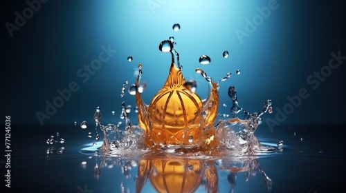 Ramadan Kareem and Eid Al-Fitr concept with clear water splash