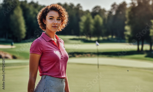 Portrait of a young woman on the golf course.