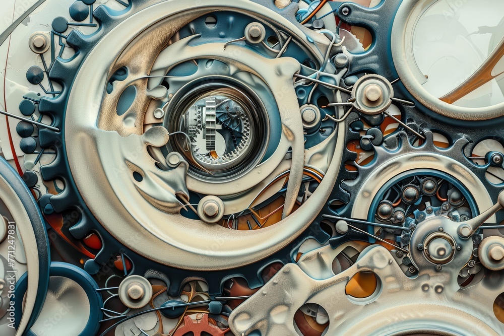Abstract representation of how oil lubricates the movement of interconnected cogs and wheels Abstract representation of how oil lubricates the movement of interconnected cogs and wheels