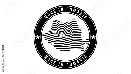 made in Romania stamp, black isolated silhouette