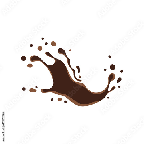 Chocolate Splash on White Background. Melting Chocolate. Vector Illustration.