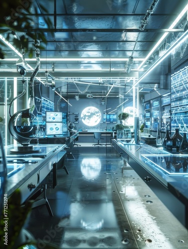 High Tech Laboratory with Scientists and Entrepreneurs Innovating Future Technologies