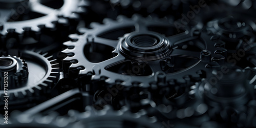 Close up of gear wheel with metal gears Gears made of metal on a simple backdrop.AI Generative