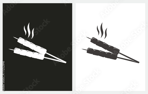 Satay Sate Meat Grill icon vector logo design