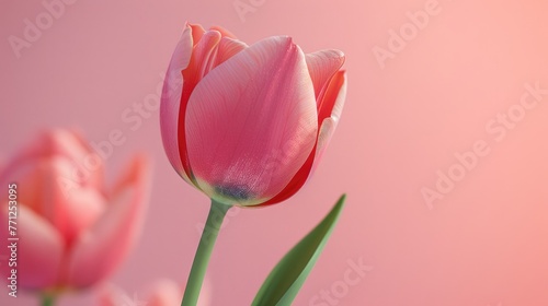 Delicate Tulip in Pastel Elegance, single tulip stands in soft focus against a pastel background, its petals a delicate dance of color and light