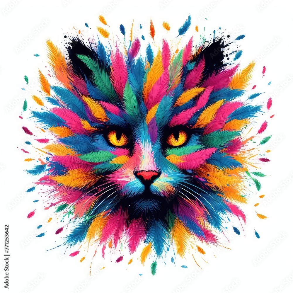 Fototapeta Isolated Colorful Cat on a Clear PNG Canvas, Generative AI