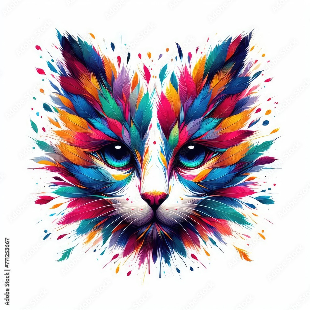 Isolated Colorful Cat on a Clear PNG Canvas, Generative AI Isolated Colorful Cat on a Clear PNG Canvas, Generative AI