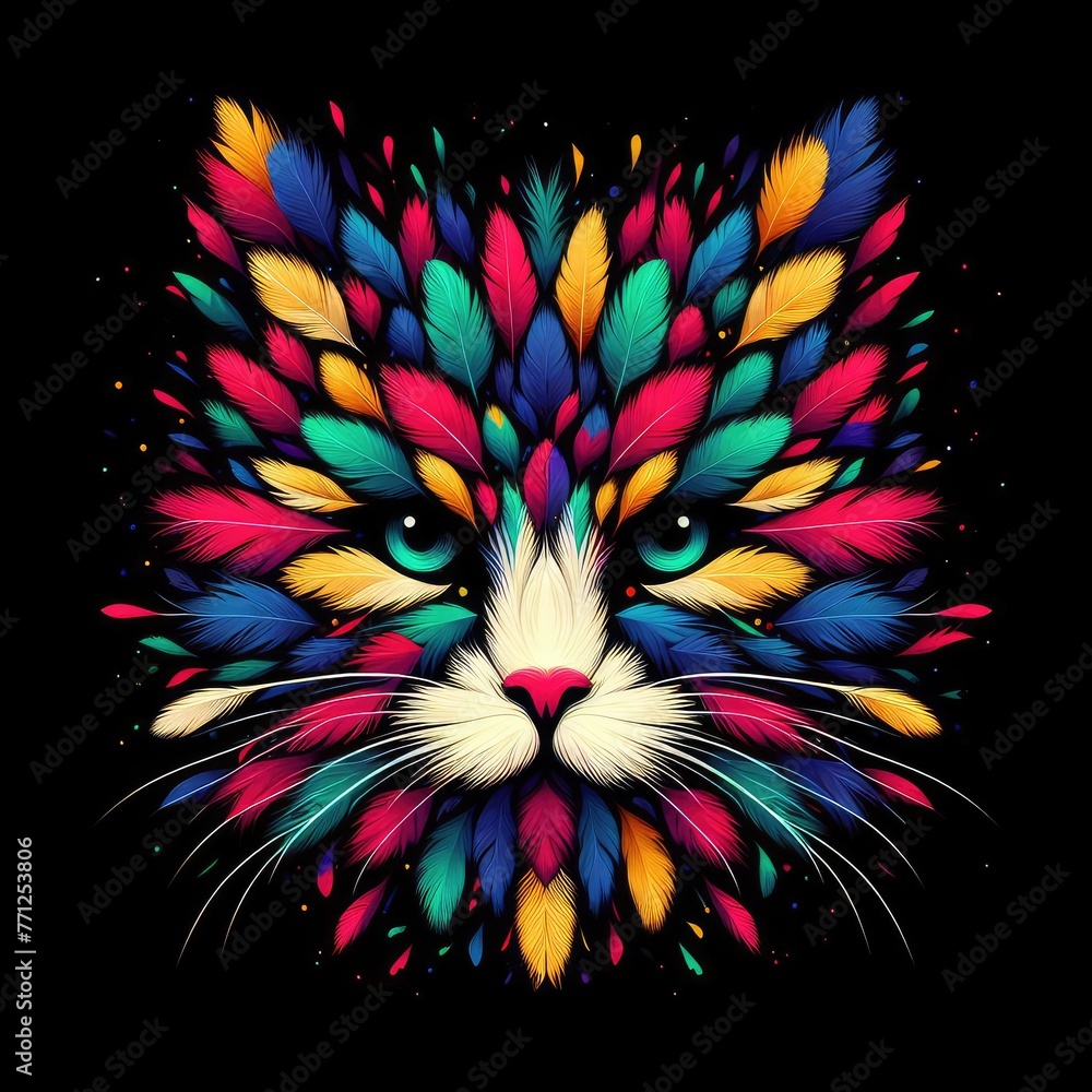 Isolated Colorful Cat on a Clear PNG Canvas, Generative AI