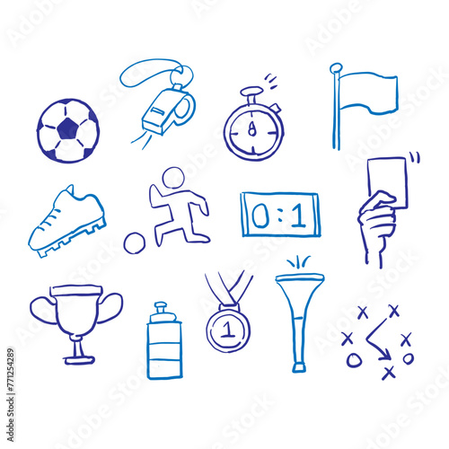 手描きサッカーイラストセット