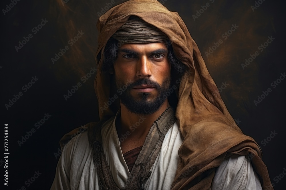 Arabic man wearing kandora in studio. Arabic man wearing kandora in studio.