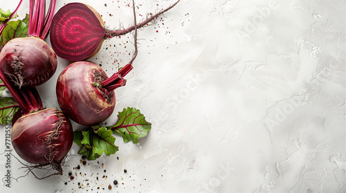 Isolated beetroot. One fresh red beet with leaves and a half isolated on white background. Fresh homegrown beetroots, plant based food. Cut beets as background. Backdrop, Single young beetroot.