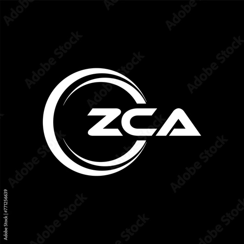 ZCA letter logo design with black background in illustrator, cube logo, vector logo, modern alphabet font overlap style. calligraphy designs for logo, Poster, Invitation, etc. photo