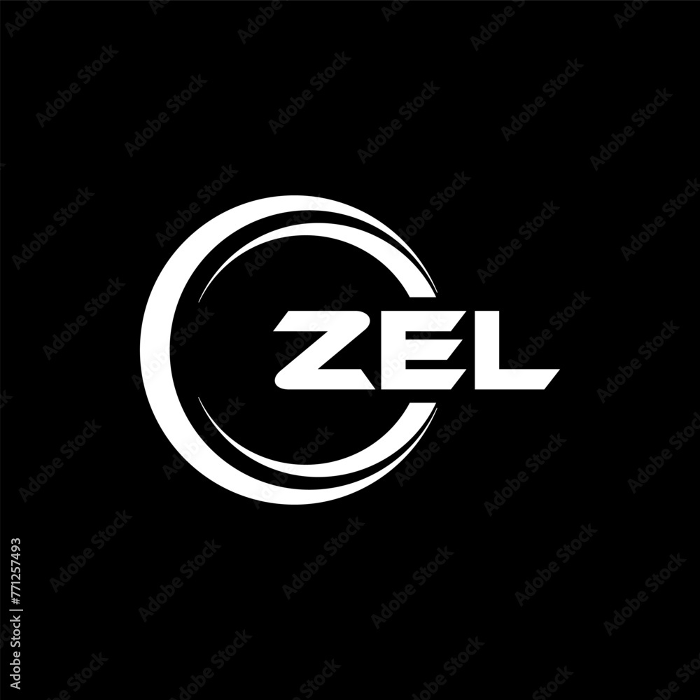 ZEL letter logo design with black background in illustrator, cube logo, vector logo, modern alphabet font overlap style. calligraphy designs for logo, Poster, Invitation, etc. - obrazy, fototapety, plakaty 