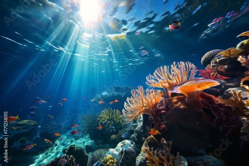 Breathtaking underwater scene.  jelly fish