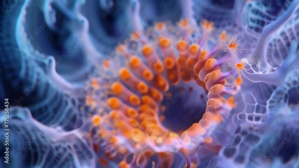 A microscopic look at the intricate structure of a single pollen grain revealing its cylindrical shape and the fine strands that emanate . AI generation. A microscopic look at the intricate structure of a single pollen grain revealing its cylindrical shape and the fine strands that emanate . AI generation.