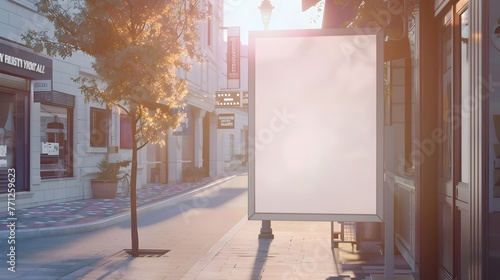 Blank Advertising Billboard or Light Box Mockup in Outdoor Urban Scene with Copy Space for Text or Media Content