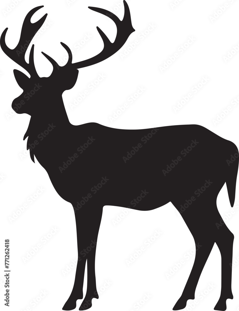 Obraz premium Deer Silhouette Vector Illustration White Background