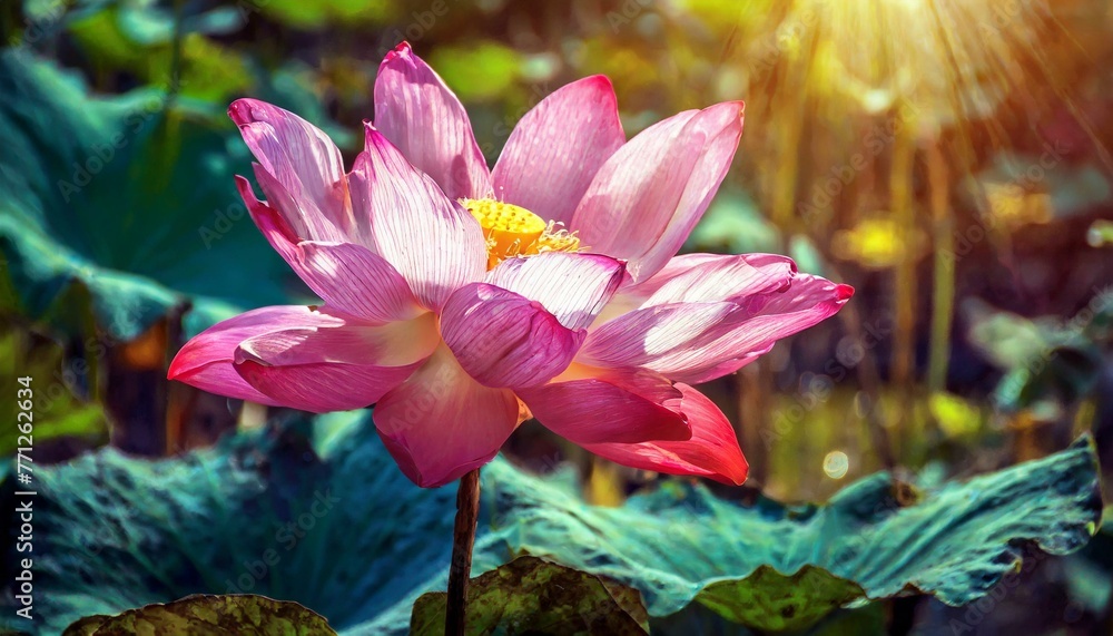 Radiant Reverence: Sunlit Rosy Lotus Blossom Radiant Reverence: Sunlit Rosy Lotus Blossom