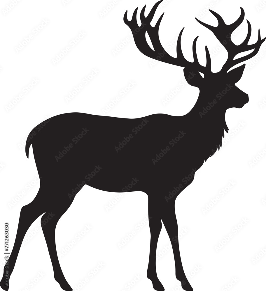 Fototapeta premium Deer Silhouette Vector Illustration White Background
