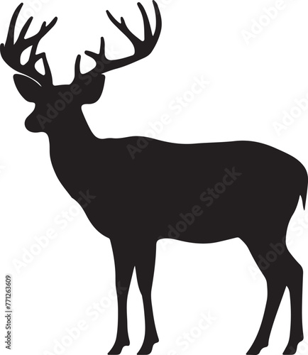 Deer Silhouette Vector Illustration White Background