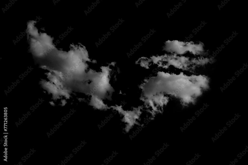 Fototapeta premium White clouds isolated on black background