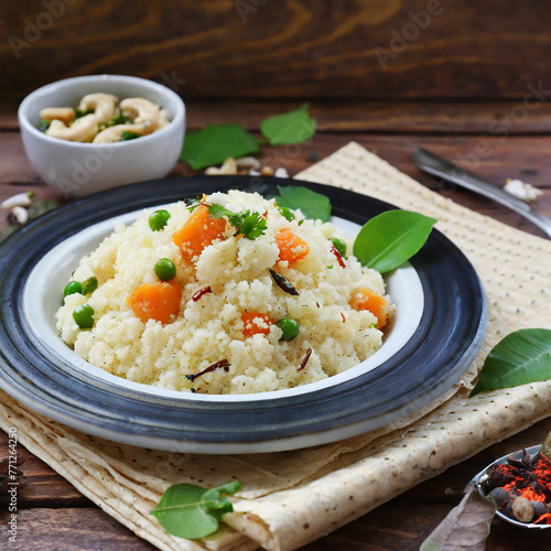 upma made of semolina, an south indian breakfast also popular in maharashtra ,india photo