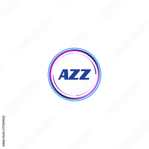 AZZ creative initial letter flat monogram logo design with White background.Vector logo modern alphabet gradient color frame style. photo