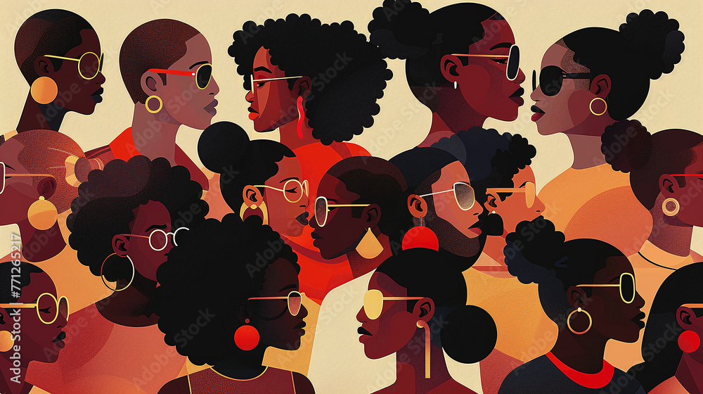illustration of black men and women, black history month, diversity, inclusion illustration of black men and women, black history month, diversity, inclusion