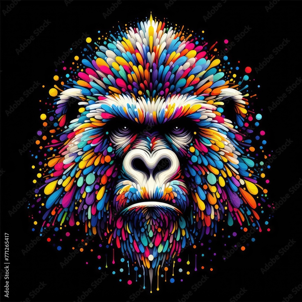 Isolated Colorful Ape on a Clear PNG Canvas, Generative AI