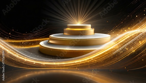 Speed of Light: Luminous Gold Podium Lines PNG and Abstract Motion Effects"