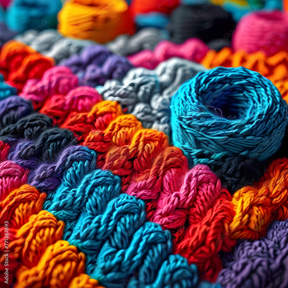 Colorful knitting, isometric, art, 3d art.