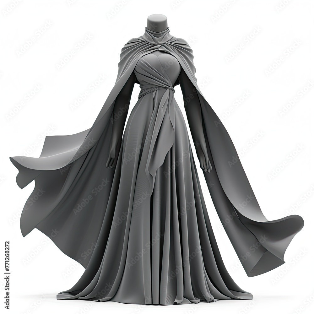 Naklejka premium 3d grey woman clothes icon illustration isolated on white background