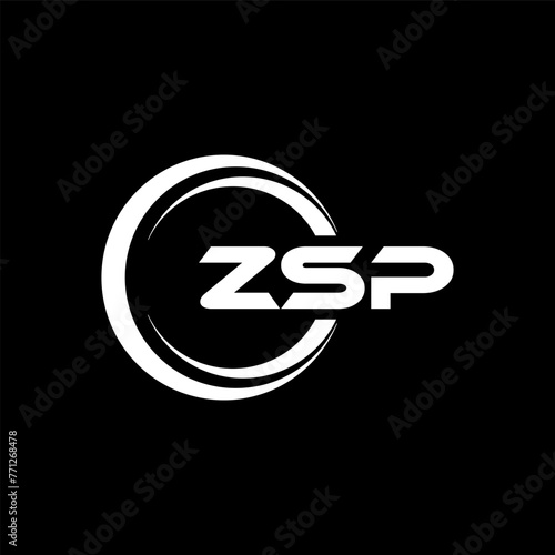 ZSP letter logo design with black background in illustrator, cube logo, vector logo, modern alphabet font overlap style. calligraphy designs for logo, Poster, Invitation, etc. photo