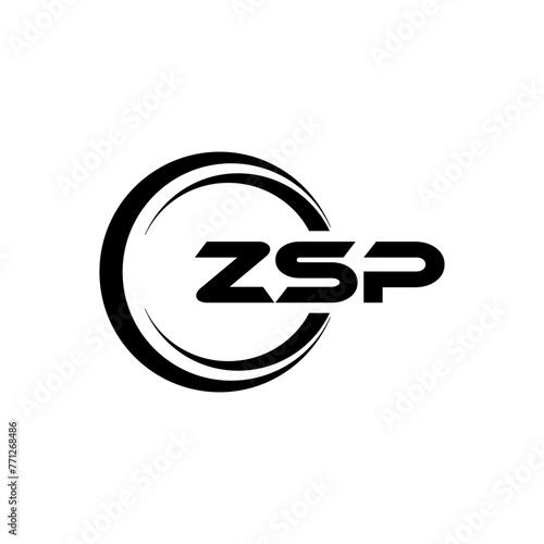 ZSP letter logo design with white background in illustrator, cube logo, vector logo, modern alphabet font overlap style. calligraphy designs for logo, Poster, Invitation, etc. photo