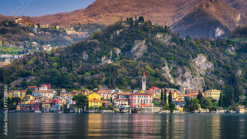 Varenna old town on Lake Como, Italy with mountains in the background