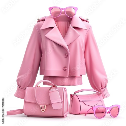 3d pink woman clothes icon illustration isolated on white background 