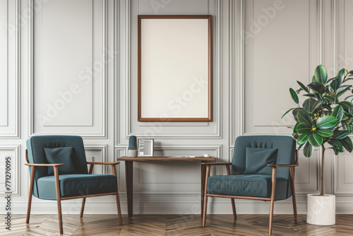Office design Minimalist Office armchair with a desk near paneling wall in Smart Homes.