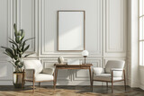 Office design Scandinavian Office armchair with a desk near paneling wall in Biophilic Design.