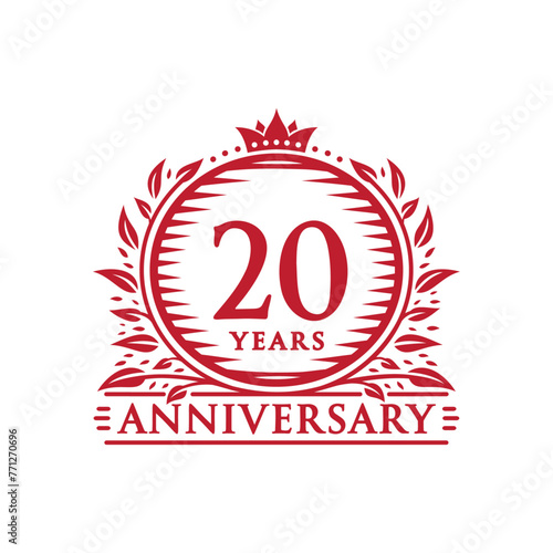 20 years celebrating anniversary design template. 20th anniversary logo. Vector and illustration.