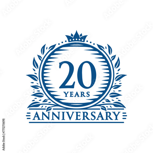 20 years celebrating anniversary design template. 20th anniversary logo. Vector and illustration.