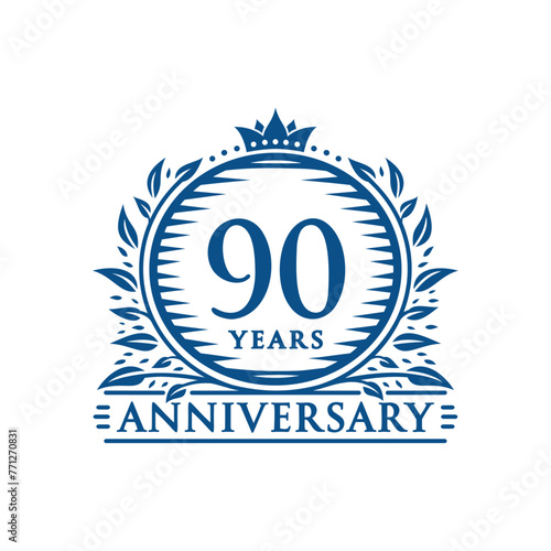 90 years celebrating anniversary design template. 90th anniversary logo. Vector and illustration.