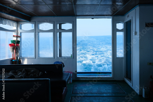 The interior of local ferry Dhoni at Maldives island.