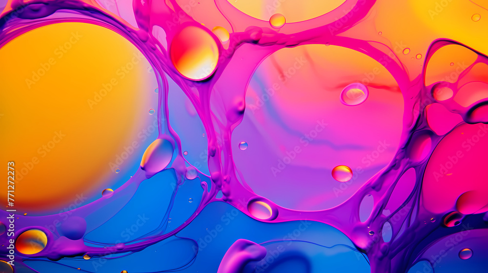 Macro oil and water multi colored abstract background