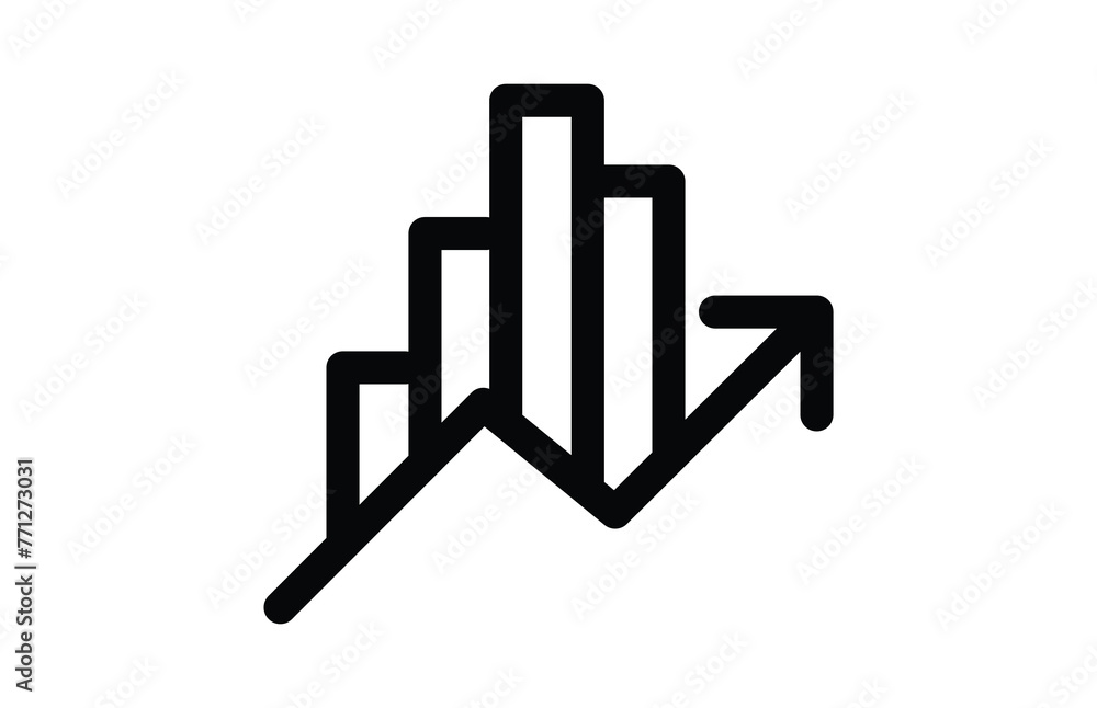Growing bar graph icon on white background. Vector illustration Growing bar graph icon on white background. Vector illustration
