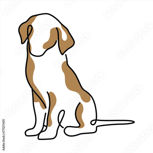 Dog Simple White Brown Fun Cartoon Doodle Line Clip Art