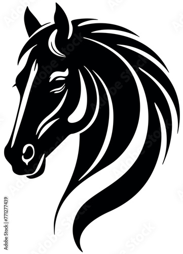 Horse Head as Logo - Black Illustration for Textile Printing or as Tattoo